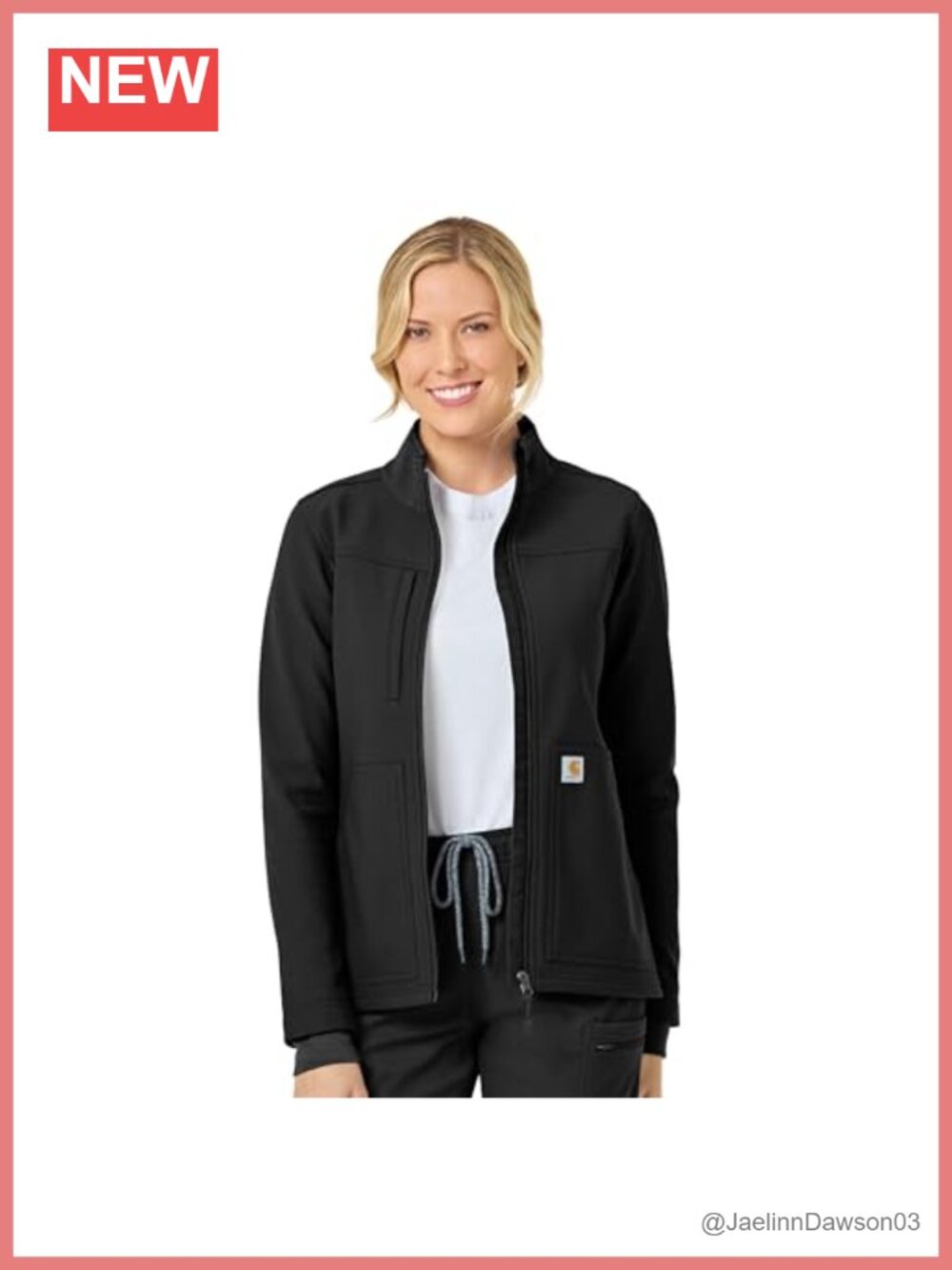 Women's Bonded Fleece Scrub Jacket Full Zip Modern Fit Long Sleeve Workwear